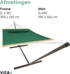 Hamac Vita5 Avec Support Et Barre D'écartement - 2 Personnes - Kussen Amovible - Résistant Aux Intempéries - Vert Foncé 20 Hamac Vita5 Avec Support Et Barre D'écartement - 2 Personnes - Kussen Amovible - Résistant Aux Intempéries - Vert Foncé -Jardin Meubles Magasin 1146x1200