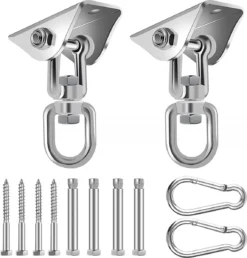 SWAWIS Lot De 2 Crochets De Plafond Pour Chaise Hamac Crochets De Balançoire à 360 Degrés Capacité De 450 Kg