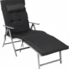 Chaise Longue Pliante Signature Home - Chaise Longue Avec Matelas De 6 Cm D'épaisseur - Kussen Amovible - En Aluminium Inoxydable - Respirant - Confortable - Réglable - Chargeable Jusqu'à 150 Kg - Noir