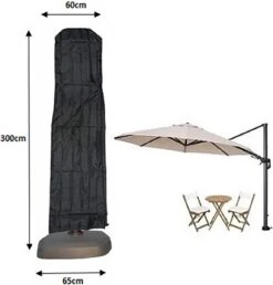 Maxxcovers Housse De Parasol Pour Parasol Flottant - Avec Bâton Et Fermeture Éclair - Zwart - 250x55 Cm (HxL) - Imperméable