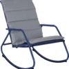 NATERIAL - Chaise à Bascule LYCO - Chaise à Bascule - Avec Coussins Gris - Acier - Blauw - Chaise à Bascule - Chaise Longue De Jardin - Chaise Longue - Chaise à Bascule