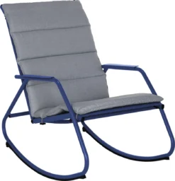 NATERIAL - Chaise à Bascule LYCO - Chaise à Bascule - Avec Coussins Gris - Acier - Blauw - Chaise à Bascule - Chaise Longue De Jardin - Chaise Longue - Chaise à Bascule