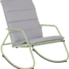 NATERIAL - Chaise à Bascule LYCO - Chaise à Bascule - Avec Coussins Gris - Acier - Vert - Chaise à Bascule - Chaise Longue De Jardin - Chaise Longue - Chaise à Bascule