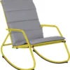 NATERIAL - Chaise à Bascule LYCO - Chaise à Bascule - Avec Coussins Gris - Acier - Jaune - Chaise à Bascule - Chaise Longue De Jardin - Chaise Longue - Chaise à Bascule