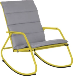 NATERIAL - Chaise à Bascule LYCO - Chaise à Bascule - Avec Coussins Gris - Acier - Jaune - Chaise à Bascule - Chaise Longue De Jardin - Chaise Longue - Chaise à Bascule