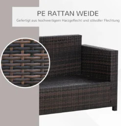 Outsunny Canapé En Poly Avec Coussins Canapé Lounge 3 Places Jardin Métal Polyester Marron 860-095V01-1 -Jardin Meubles Magasin 1157x1200