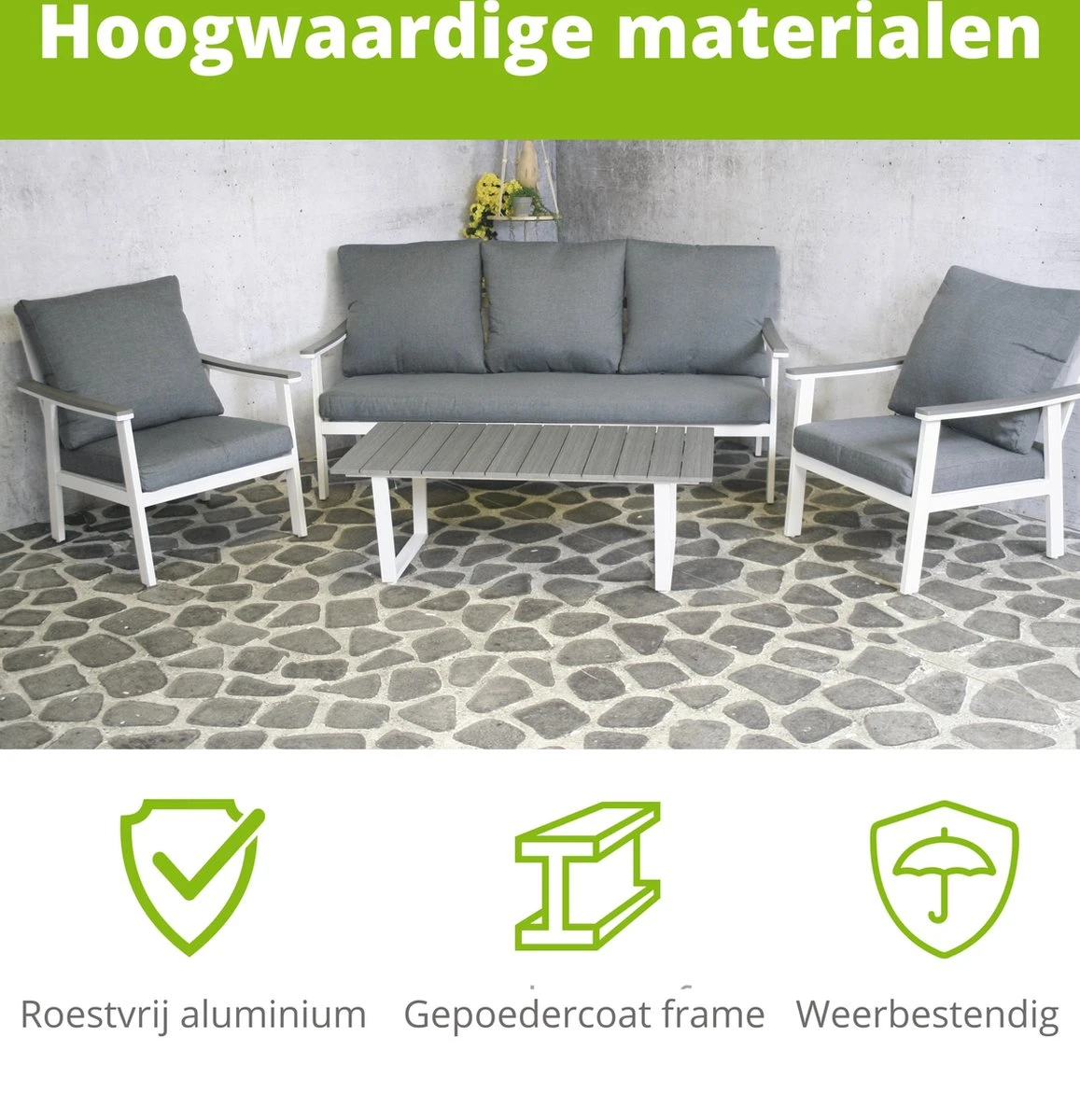 Ensemble SenS-line Dublin Lounge - Wit - Aluminium - Garantie 2 Ans - Ensemble D'angle - Ensemble De Jardin - Exclusif - Comprend Deux Chaises - Ligne De La Merk SenS 6 Ensemble SenS-line Dublin Lounge - Wit - Aluminium - Garantie 2 Ans - Ensemble D'angle - Ensemble De Jardin - Exclusif - Comprend Deux Chaises - Ligne De La Merk SenS – Image 6