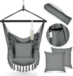 Coazy | Fauteuil Suspendu Pour Intérieur Et Extérieur - Cocoon - Fauteuil Oeuf - Fauteuil Oeuf Suspendu - Macramé - Chargeable 150kg