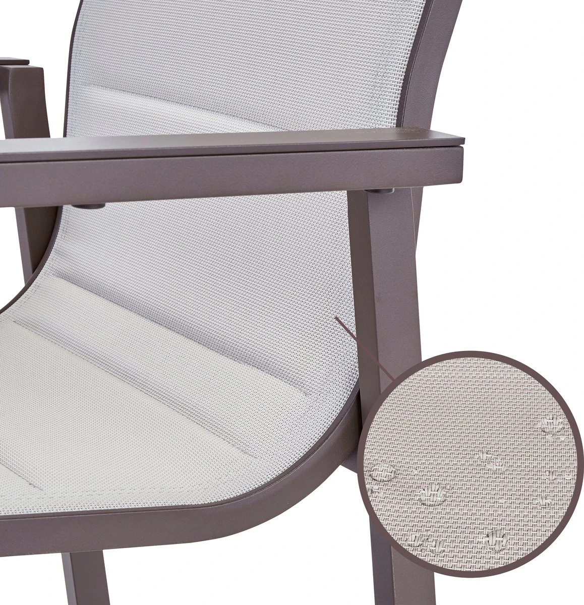 NATERIAL - Set De 4 Chaises De Jardin ORION GAMMA II Avec Accoudoirs - 4 Chaises De Jardin - Empilables - Chaises De Terrasse - Chaises De Chaises De Salle à Manger - Aluminium - Textilène - Marron - Beige 5 NATERIAL - Set De 4 Chaises De Jardin ORION GAMMA II Avec Accoudoirs - 4 Chaises De Jardin - Empilables - Chaises De Terrasse - Chaises De Chaises De Salle à Manger - Aluminium - Textilène - Marron - Beige – Image 5