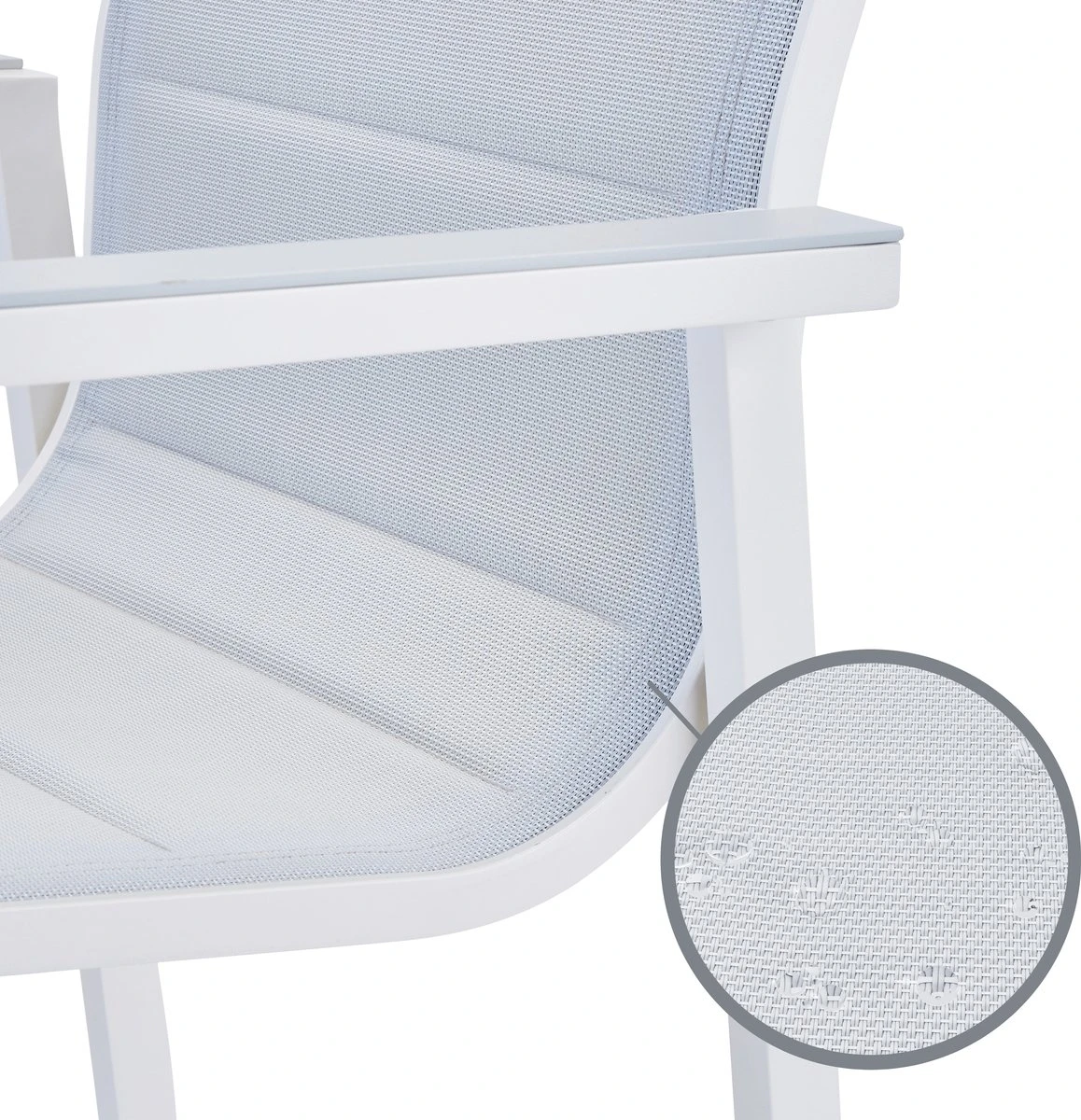 Set - Lot De 6 Chaises De Jardin ORION GAMMA II Avec Accoudoirs - 6 Fauteuils De Jardin - Empilables - Chaises De Terrasse - Chaises De Chaises De Salle à Manger - Aluminium - Textilène - Wit 5 Set - Lot De 6 Chaises De Jardin ORION GAMMA II Avec Accoudoirs - 6 Fauteuils De Jardin - Empilables - Chaises De Terrasse - Chaises De Chaises De Salle à Manger - Aluminium - Textilène - Wit – Image 5