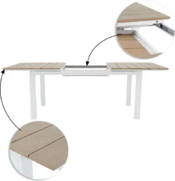 NATERIAL - Table De Jardin Rectangulaire SAN DIEGO - Table Extensible - 156/220 X 90 X 74 Cm - 6 à 8 Personnes - Aluminium - Eucalyptus FSC - Wit - Table à Manger D'extérieur - Table Extensible - Extensible -Jardin Meubles Magasin 1160x1200 4