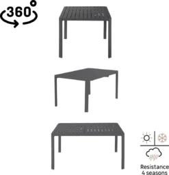 NATERIAL - Table De Jardin IDAHO - Table Extensible - 97/149 X 149 X 76 Cm - 6 à 8 Personnes - Aluminium - Anthracite - Gris Foncé - Table à Manger D'extérieur - Table Extensible - Table De Jardin - Extensible -Jardin Meubles Magasin 1160x1200 5
