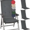Beautissu Loft HL - Set De 4 Coussins De Jardin Dossier Haut 120x50x6 Cm Coussin Grijs Graphite Chaise De Coussins De Chaise De Jardin Coussins Coussin D'Assise Chaise De Jardin