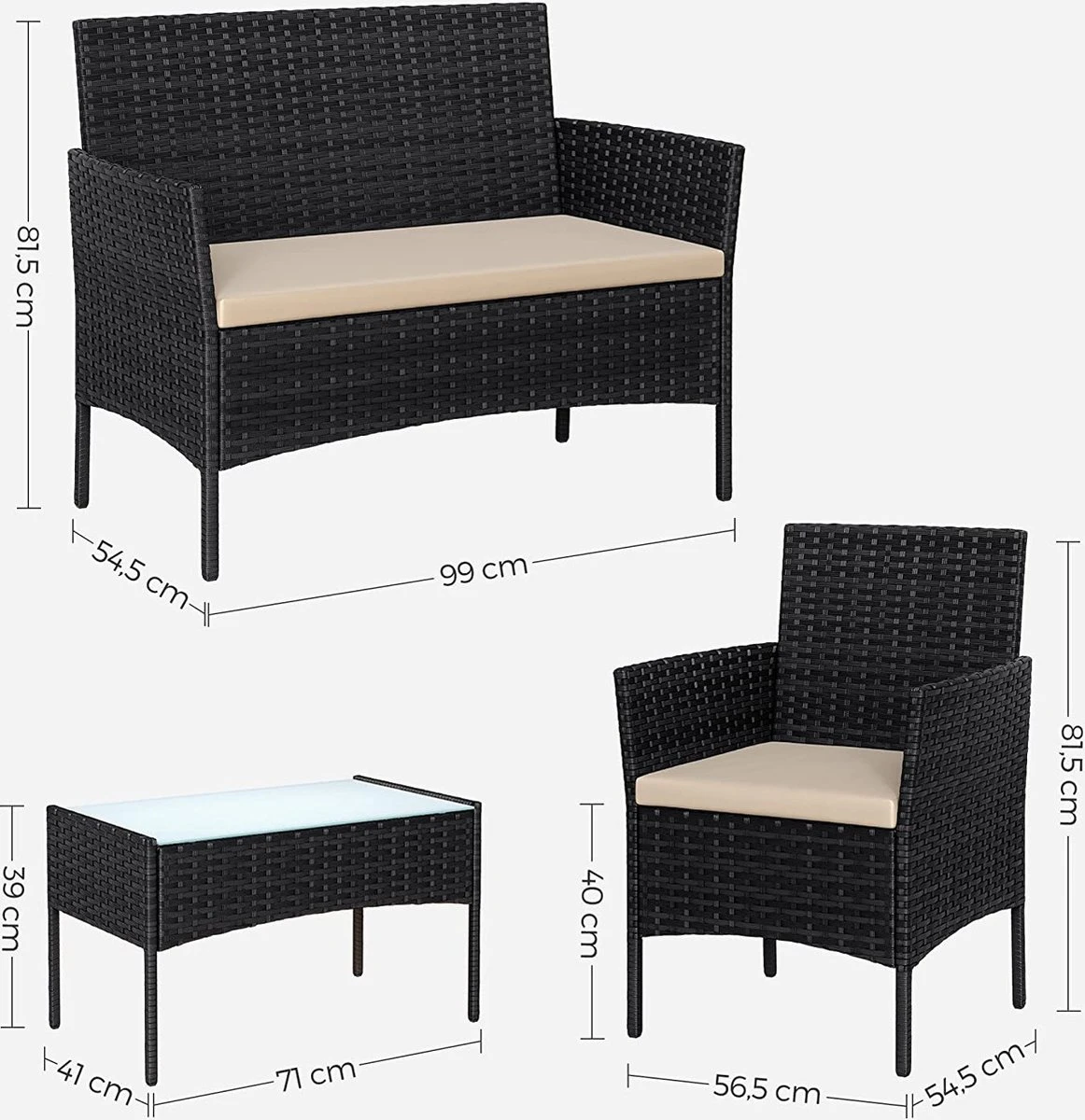 Hoppa! Meubles De Jardin Poly Rotin Meubles De Balcon Ensemble De Salon De Groupe De Sièges - Avec Canapé 2 Places. Quelques Chaises. Table Et Coussin D'assise Anthracite 3 Hoppa! Meubles De Jardin Poly Rotin Meubles De Balcon Ensemble De Salon De Groupe De Sièges - Avec Canapé 2 Places. Quelques Chaises. Table Et Coussin D'assise Anthracite – Image 3
