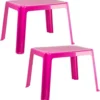 2x Morceaux De Tables D'enfants En Plastique Rose 55 X 66 X 43 Cm - Table D'enfants à L'extérieur - Table D'appoint