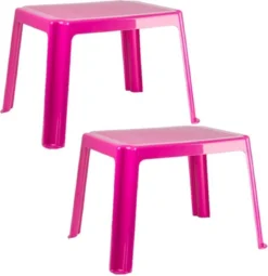 2x Morceaux De Tables D'enfants En Plastique Rose 55 X 66 X 43 Cm - Table D'enfants à L'extérieur - Table D'appoint