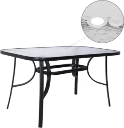 Table De Jardin Springos | Table D'extérieur | Table à Manger D'extérieur | Métal | Verre Trempé | 120 X 70 X 73 Cm | Noir -Jardin Meubles Magasin 1163x1200 1