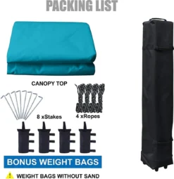 PartyTent Pliable - Zinaps Slant Leg Pop Canopy Tent Auvent Plein Air Instantané Installation Facile Protection Pliante Turquoise (WK 02130) -Jardin Meubles Magasin 1163x1200