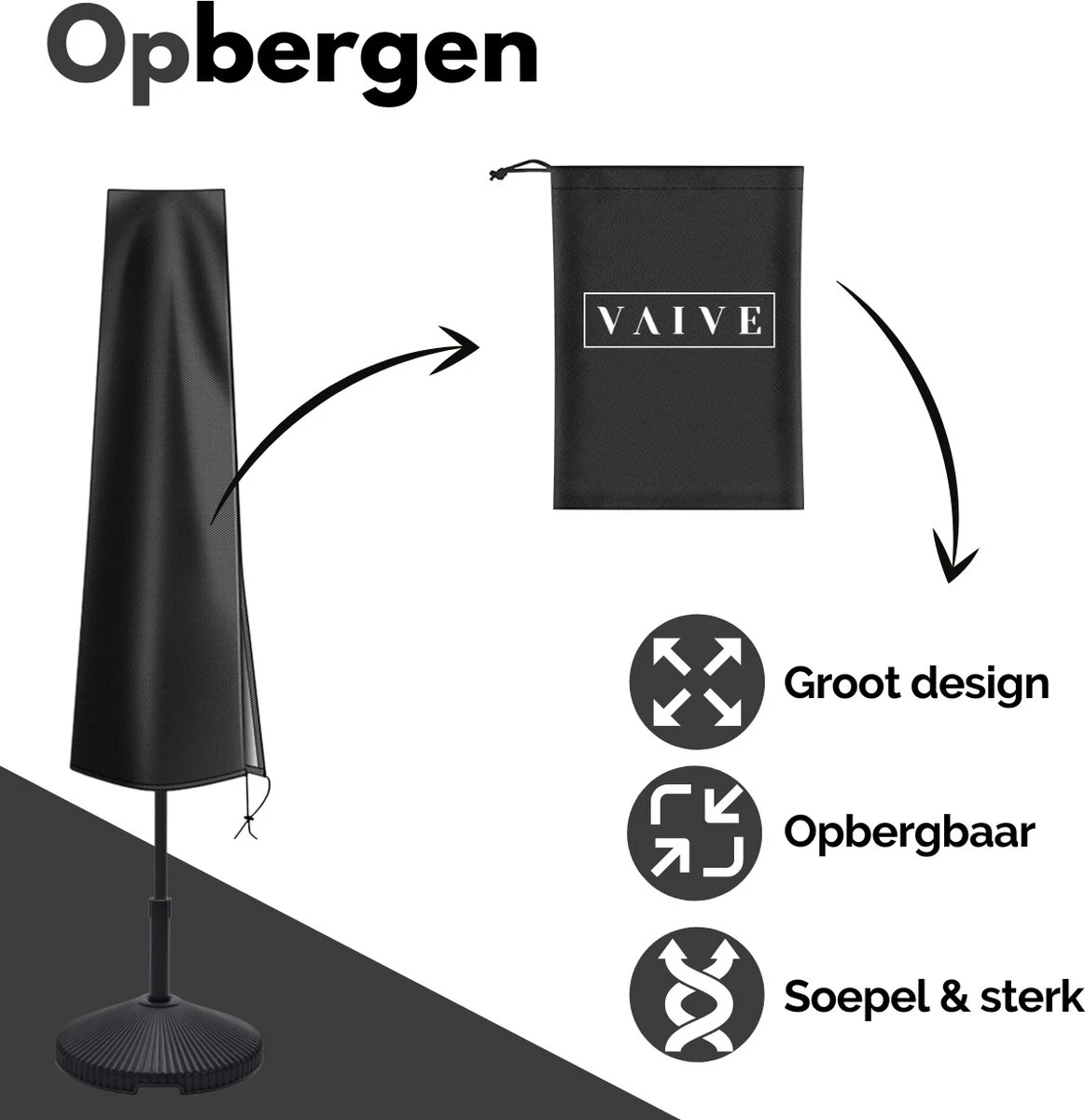 VAIVE Housse De Parasol Imperméable 600D Avec Fermeture Éclair - Pour Parasol Flottant Et Parasol Sur Pied 4 VAIVE Housse De Parasol Imperméable 600D Avec Fermeture Éclair - Pour Parasol Flottant Et Parasol Sur Pied – Image 4