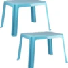 2x Morceaux De Tables Pour Enfants En Plastique Bleu Clair 55 X 66 X 43 Cm - Table Pour Enfants à L'extérieur - Table D'appoint