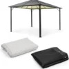 Pavillon Solaire Blumfeldt Pantheon Solid Sky Ambient 3 X 4m - Panneau Solaire Avec Batterie Au Lithium - Parois Latérales Et Moustiquaire