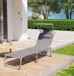 Transat De Segenn - Avec Auvent - Jardin - Avec Coussin De Capot - Extra Large - 53 X 193 X 29,5 Cm - Greige - Chargeable Jusqu'à 150 Kg -Jardin Meubles Magasin 1167x1200 4