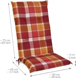 Beautissu Sunny RO – Coussins De Jardin Dossier Haut 120x50 Cm Avec Résistance à La Lumière UV Coussin D'assise Pour Chaise De Jardin Confortable Rouge à Carreaux -Jardin Meubles Magasin 1167x1200 7