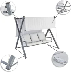 NATERIAL - Balançoire De Jardin ODYSSEA - Balançoire 3 Places - Store Coulissant - Avec Coussins - Acier - Grijs Et Gris Clair - Banc Balançoire - Balançoire Hollywood 17 NATERIAL - Balançoire De Jardin ODYSSEA - Balançoire 3 Places - Store Coulissant - Avec Coussins - Acier - Grijs Et Gris Clair - Banc Balançoire - Balançoire Hollywood -Jardin Meubles Magasin 1171x1200 3