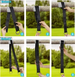 Fixation De Balançoire 150 Cm Fixation Pour Hamac Ensemble De 2 Sangles De Suspension Pour Hamac Et 2 Anneaux En Forme De D Pour Jardin, Camping, Voyage, Plage, Cour Capacité De Charge De 500 Kg -Jardin Meubles Magasin 1172x1200