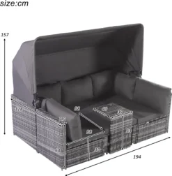 Ensemble De Meubles De Jardin En Rotin Merax 5 Pièces - Ensemble De Salon Tous Temps - Ensemble De Jardin Gris Foncé -Jardin Meubles Magasin 1174x1200 3