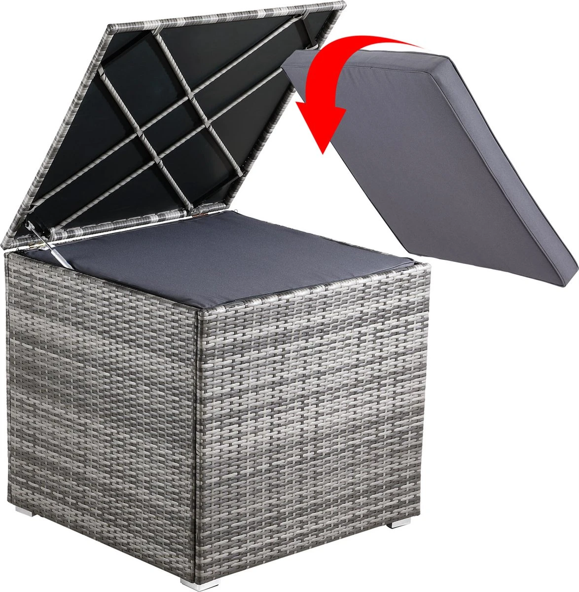 Casaria Boîte De Opbergbox Polyrotin 318 L Couvercle 75x75x70cm Étanche Gaz Ressort Grijs 3 Casaria Boîte De Opbergbox Polyrotin 318 L Couvercle 75x75x70cm Étanche Gaz Ressort Grijs – Image 3