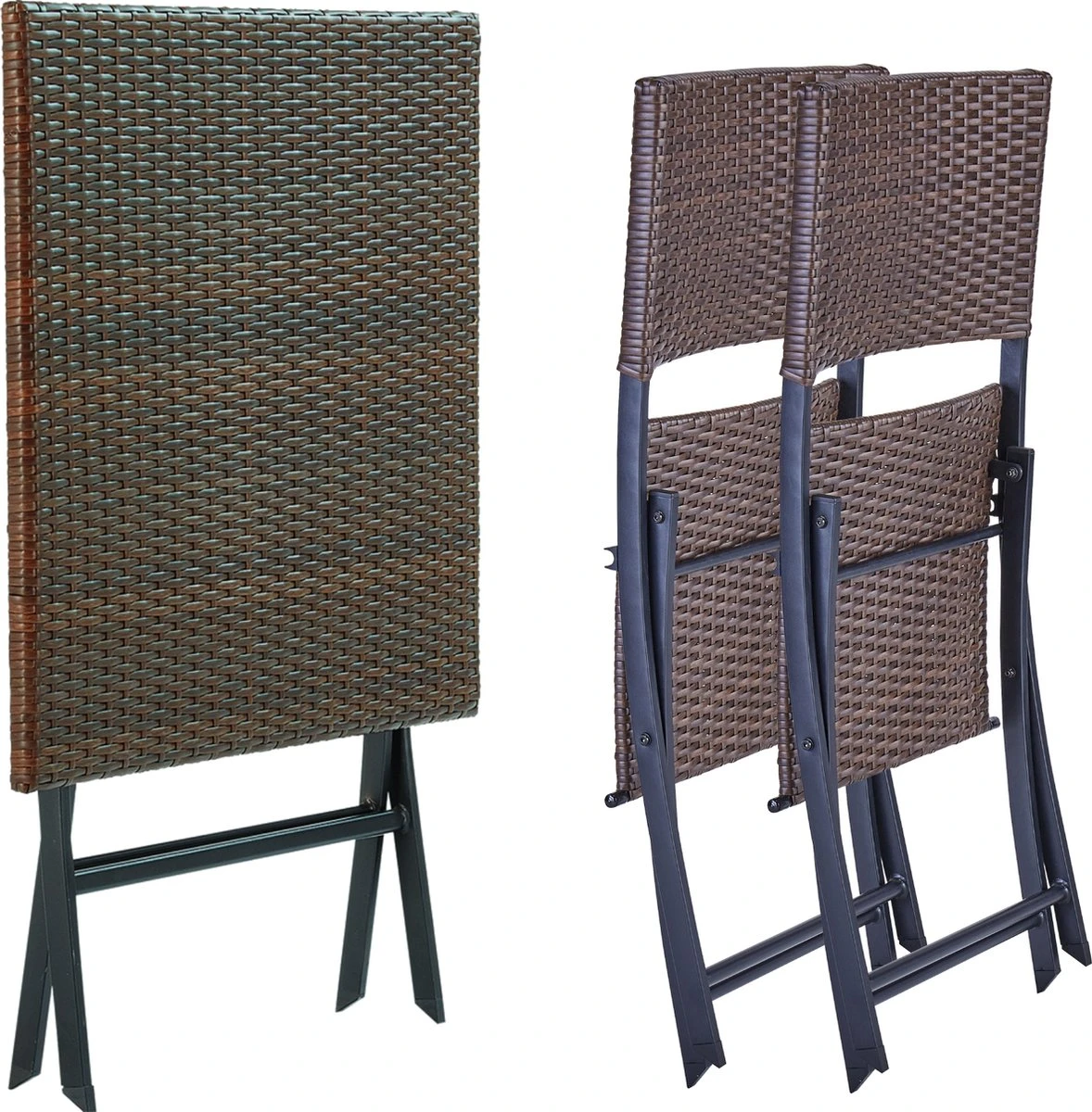 GENERIC GENERIQUE - Salon De Jardin 2 Personnes - Table De Jardin Carrée ZENA - 70 X 70 Cm - 2 Chaises De Jardin ZENA - Salon De Jardin Pliable - Effet Rotin - Marron - Acier - Polyrotin 2 GENERIC GENERIQUE - Salon De Jardin 2 Personnes - Table De Jardin Carrée ZENA - 70 X 70 Cm - 2 Chaises De Jardin ZENA - Salon De Jardin Pliable - Effet Rotin - Marron - Acier - Polyrotin – Image 2