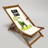 Impression Chaise De Plage - Chaise De Plage Pliable Gin Time - Chaise Pliante - Réglable - Tissu Et Bois D'Acacia FSC Haute Qualité