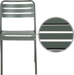 GENERIC - Set De 4 Chaises De Jardin CAFE - 4 X Chaise De Jardin - Empilables - L.52 X L. 44 X H.79 - Acier - Vert Kaki - Chaises De Patio - Chaises De Salle à Manger - Chaise Empilable -Jardin Meubles Magasin 1179x1200 4