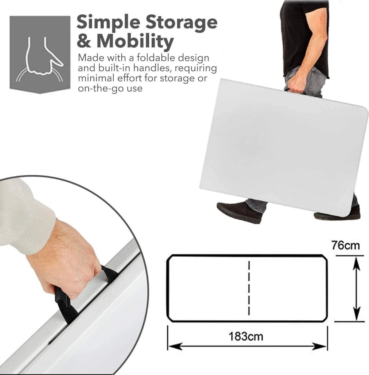 Table De Jardin En Plastique - Pliable - Table De Jardin Table Pliante - ASPECT ROTIN NOIR - 180x75x74 Cm 2 Table De Jardin En Plastique - Pliable - Table De Jardin Table Pliante - ASPECT ROTIN NOIR - 180x75x74 Cm – Image 2