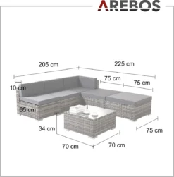 AREBOS "Barcelona" Polyrattan Mobilier De Jardin Salon De Jardin Salon De Jardin Salon Grijs -Jardin Meubles Magasin 1180x1200 19