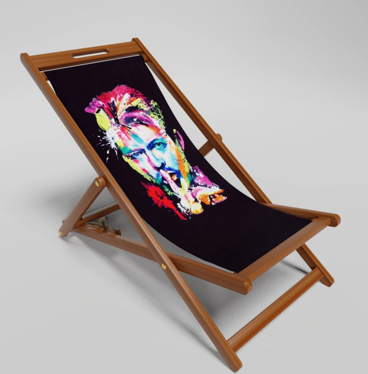 Chaise De Plage Impression - Chaise De Plage Pliable David Bowie Couleur - Chaise Pliante - Réglable - Tissu Et Bois D'Acacia FSC Haute Qualité 2 Chaise De Plage Impression - Chaise De Plage Pliable David Bowie Couleur - Chaise Pliante - Réglable - Tissu Et Bois D'Acacia FSC Haute Qualité – Image 2
