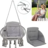 Chaise Suspendue Pour Intérieur Et Extérieur. Avec Oreiller, Porte-gobelet, Compartiment Livre Et Housse De Protection Chaise Suspendue Macramé Basket Pour Adultes Et Enfants. Peut Supporter Jusqu'à 125 Kg. VITA5 (Grijs)