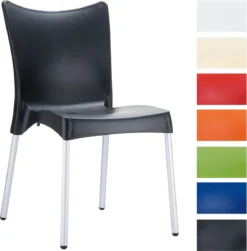 Clp Chaise Empilable JULIETTE, Chaise De Jardin XXL , Chaise Bistrot, Chaise En Plastique, Chaise De Balcon, Chaise D' Outdoor Chaise D' Extérieur , Structure En Aluminium, Max 160 Kg, Siège En Plastique, - Noir,