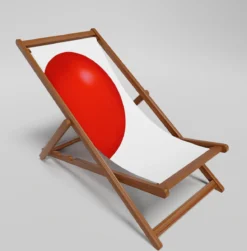Chaise De Plage Impression - Chaise De Plage Pliable Cœur Droit - Chaise Pliante - Réglable - Tissu Et Bois D'Acacia FSC Haute Qualité