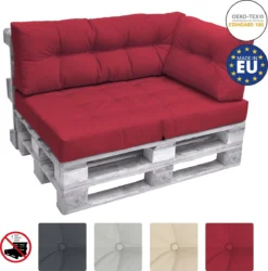 Beautissu De Palette Beautissu Eco Elements - Coussin Latéral 60x40x15 Cm Pour Canapé-palette - Kussen Rouge - Coussins De Palette En Qualité Coussin De Matelas