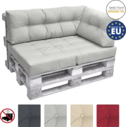 Beautissu De Palette Beautissu Eco Elements - Coussin Latéral 60x40x15 Cm Pour Canapé-palette - Kussen Gris Clair - Coussins De Palette En Qualité Coussin De Matelas