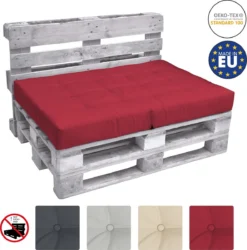 Coussin De Palette Beautissu Eco Elements - Coussin D'assise 120x80x15 Cm Pour Canapé-palette - Coussin Rouge - Coussins De Palette En Qualité Coussin De Matelas