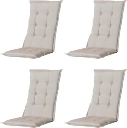 Madison - Coussin De Jardin - Universel - Dossier Haut - 4 Pcs. - Lin Panama - 123x50cm - Beige - Coussins De Chaise De Coussins De Chaise De Jardin - Chaise Standard