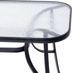 Table De Jardin Springos | Table D'extérieur | Table à Manger D'extérieur | Métal | Verre Trempé | 120 X 70 X 73 Cm | Noir -Jardin Meubles Magasin 1186x1200 3