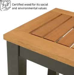 NATERIAL - Banc ORIS - Banc De Jardin 2 Places - Banc De Balcon - 129,5x45x43 Cm - Aluminium - Eucalyptus FSC - Banc En Bois - Mobilier De Balcon -Jardin Meubles Magasin 1186x1200 5