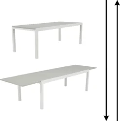 NATERIAL - Table De Jardin Extensible LAS VEGAS - Table Extensible Pour 8 à 12 Personnes - 224/336x100cm - Table à Manger - Aluminium - Gris Clair -Jardin Meubles Magasin 1187x1200 12