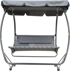 Chaise Longue Flottante Outsunny Chaise Longue Flottante Hollywood Swing Chaise Longue Double Avec Toit Gris Métal 84A-024GY -Jardin Meubles Magasin 1187x1200 2