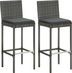 Ensemble De Bar De Jardin Premium - Bar De Jardin 3 Pièces Avec Coussins Poly Rotin Gris -Jardin Meubles Magasin 1187x1200 9