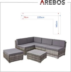 AREBOS Salon De Jardin - Salon De Jardin Salon De Jardin - Salon De Jardin Balcon - Salon De Jardin - 5 Personnes - Grijs -Jardin Meubles Magasin 1188x1200 21